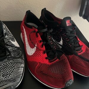Nike Flyknit Racer Red and Black Sneakers